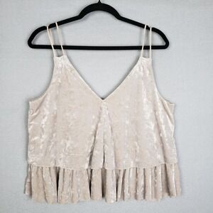 Aerie Size S Ruffled Hem Peplum‎ Cami Tank Champagne Velvet Ethereal Balletcore
